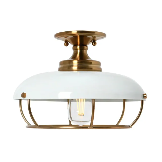 Robert Stevenson Lighting Presley: Industrial Caged Dome, Metal Semi-Flush Mount, ETL & UL Listed