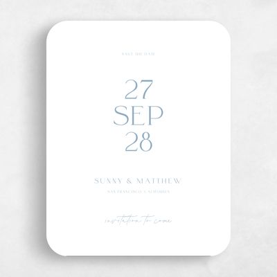 Blue Rounded Wedding Save the Date - Blonshine Portrait