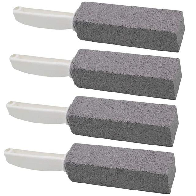 Tuodeal Pumice Cleaning Stone with Handle Toilet Bowl Hard Water Ring Remover for Bath/Pool/Kitchen/Household Cleaning 4 Pack