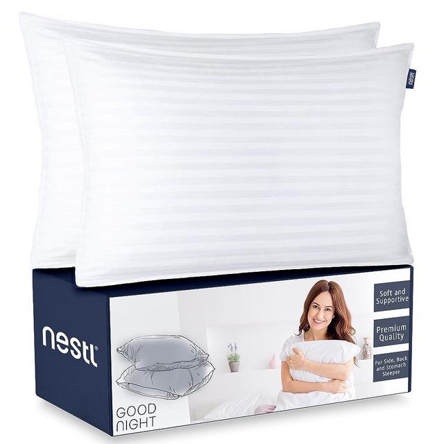 Nestl Bed Pillows for Sleeping - Down Alternative Sleep Pillows King Size Set of 2-100% Cotton Pillow with Polyester Fiber Filling - Soft and Fluffy Pillow 20x 36 Inches