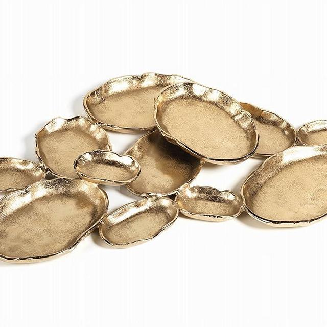 Zodax Cluster of 12 Oval Serving Bowls Gold Tone Nickel Base 25" x 16" x 2"