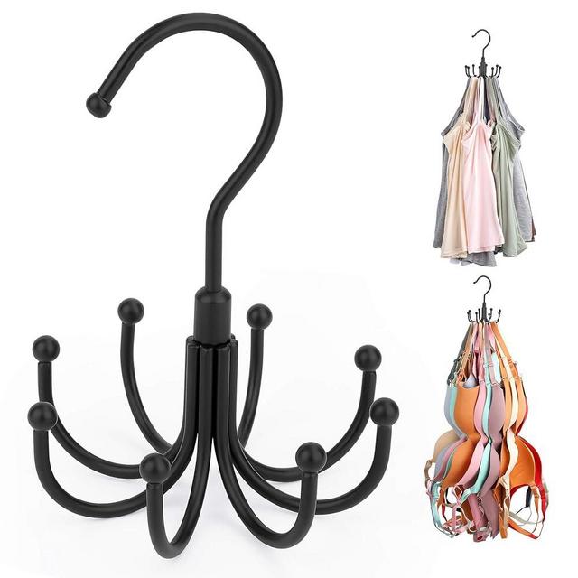 ZEDODIER Tank Top Hanger, 2 Pack Rotatable Bra Organzier for Closet, Max 48 Storage Capacity Sport Bra Holder, Metal Space Saving Closet Organizers and Storage, Black