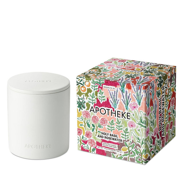 APOTHEKE Holy Basil and Rosewater Specialty 2 Wick Scented Candle, 14 Oz.