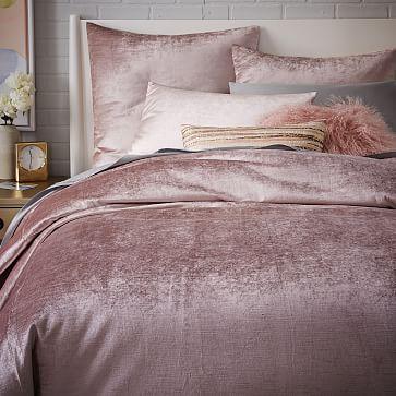 Washed Cotton Luster Velvet Shams in Platinum