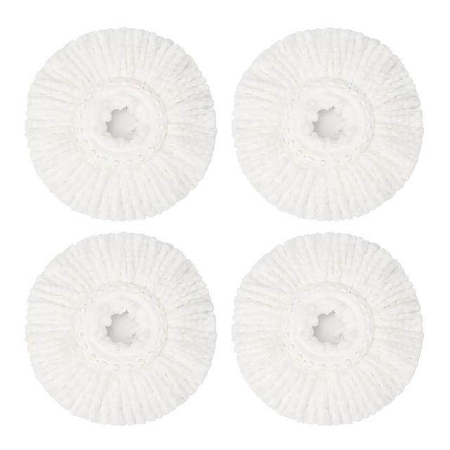 4 Pack Spin Mop Replacement Head for Hurrica, Mopnad, Cassabel and Other 360 Spin Mop Systems, Microfiber Spin Mop Refills ，Easy Cleaning Round Shape Standard Size (White)