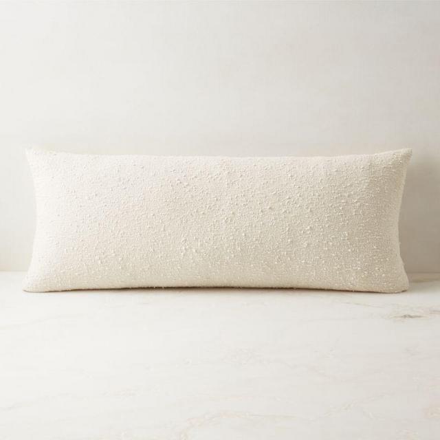 36"x16" Ivory Boucle Throw Pillow with Feather-Down Insert