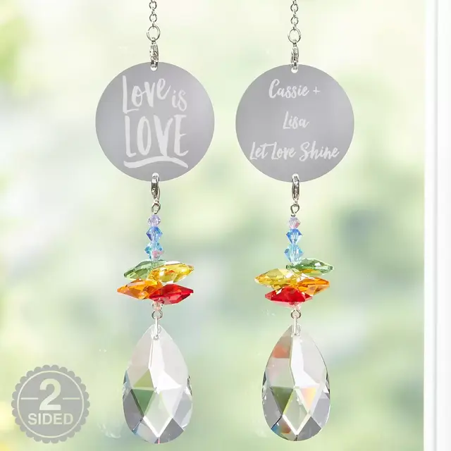 Personalized Love Is Love Rainbow Suncatcher