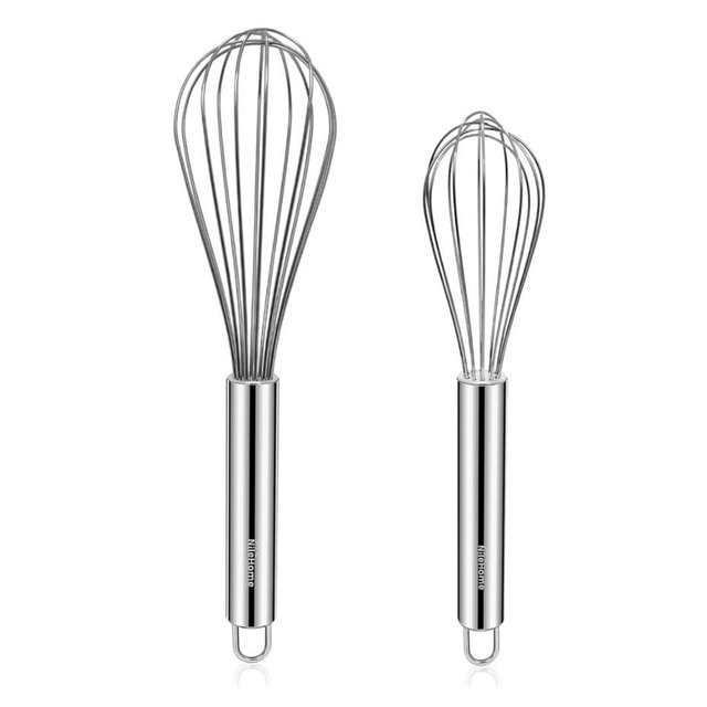 NileHome Whisk, Stainless Steel Wisk Set 8" 10" Kitchen Whisk Wisking Tool Kitchen Wisk Wire Whisks for Cooking, Whisking, Blending, Beating, Stirring-…