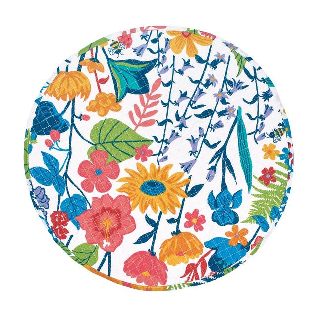 carol & frank Quinn Round Cotton Floral Quilted Placemat Set of 4 - Machine Washable