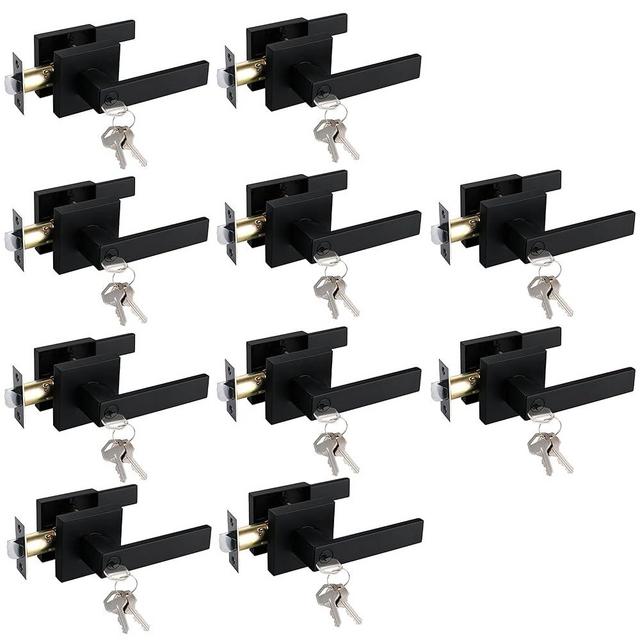 NEWBANG Keyed Entry Solid Door Lever Matte Black Finish