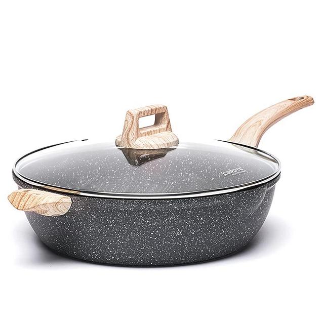 Carote Nonstick Saute Pan Induction Cookware Granite Deep Frying Pan, Non Stick Skillet Chef Pan, PFOA Free (Classic Granite, 6.5 Quart)