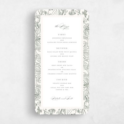 Green Rounded Wedding Menu - Corentine