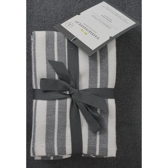 2pk Cotton Striped Terry Kitchen Towels Gray - Threshold™