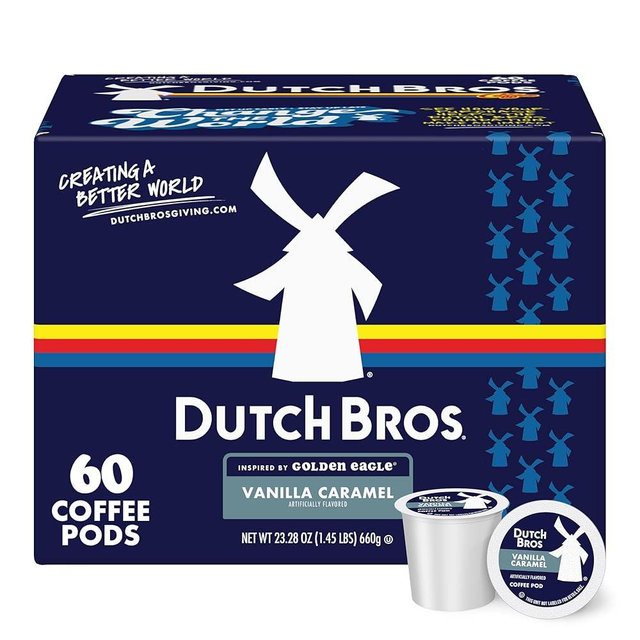 Dutch Bros Vanilla Caramel Flavored Coffee Inspired by Golden Eagle®, 60 Count, Medium Roast, Single Serve Coffee Pods for Keurig K-Cup Brewers