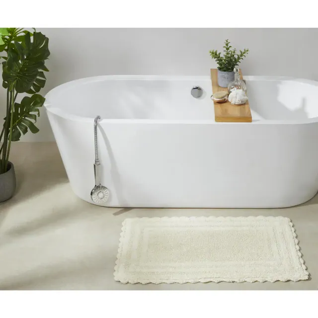 Better Trends Lilly Crochet 100% Cotton Tufted Reversible Bath Rug 21" x 34" Rectangle - Ivory