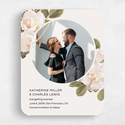 Beige Rounded Wedding Save the Date - Woads Frame