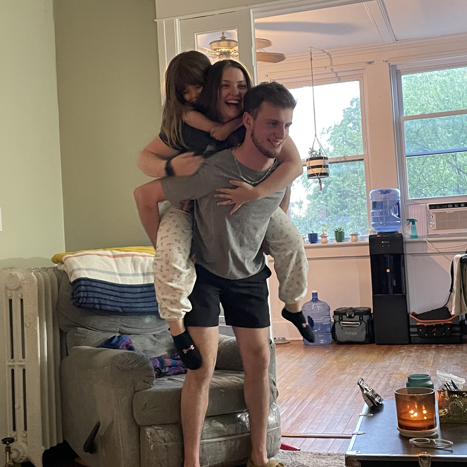 Uncle Seth and Auntie Shauna having a bit of fun with their favorite little girl, Kennedy.
