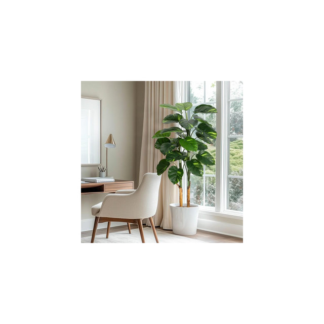 Garvee 5FT Artificial Scindapsus Aureus Plant, Fake Tree with Decorative Planter Indoor, Faux Golden Pothos Floor Plants in Pot, Artificial Trees