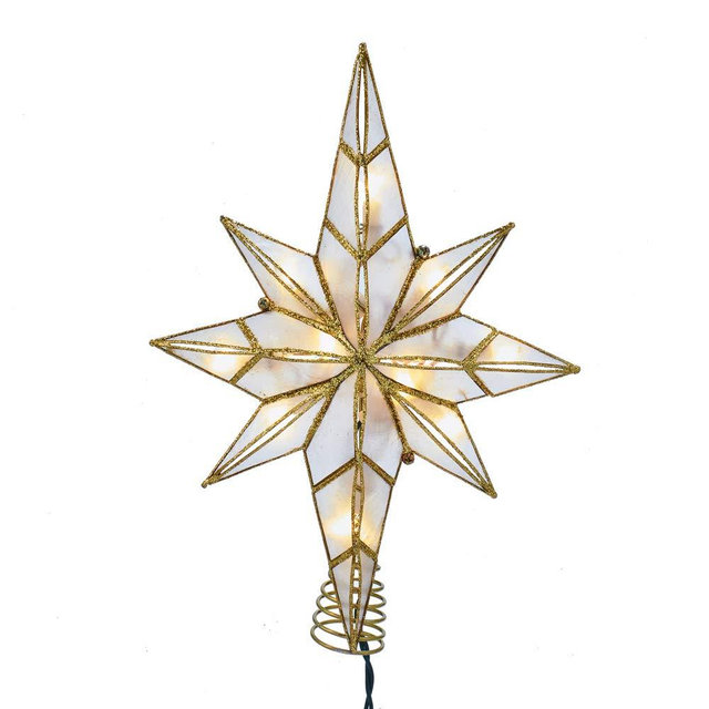Kurt S. Adler Kurt Adler 10-Light 11.4-Inch Capiz Bethlehem Star Treetop, Gold, White