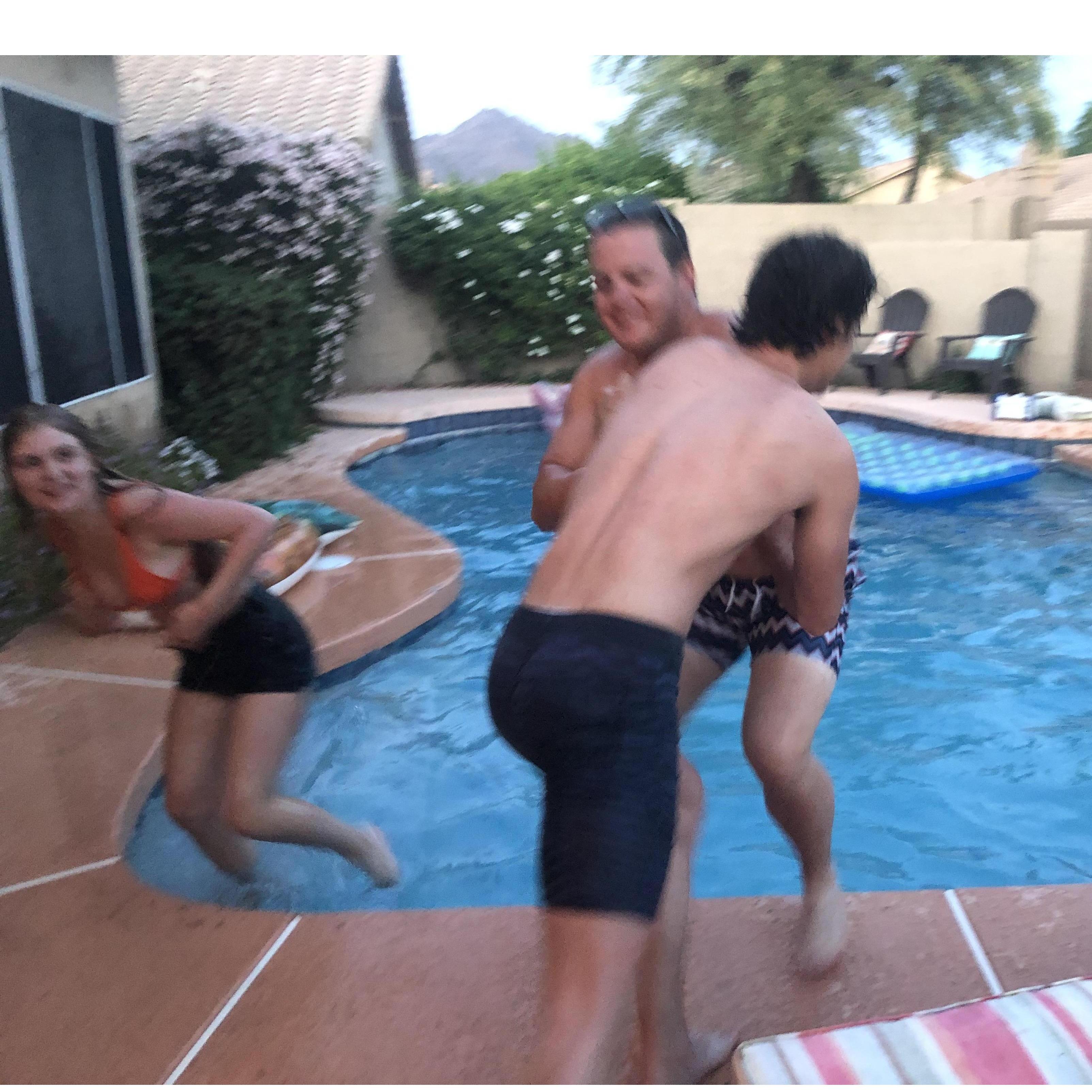 Many photos of kids playing in the pool over the years.