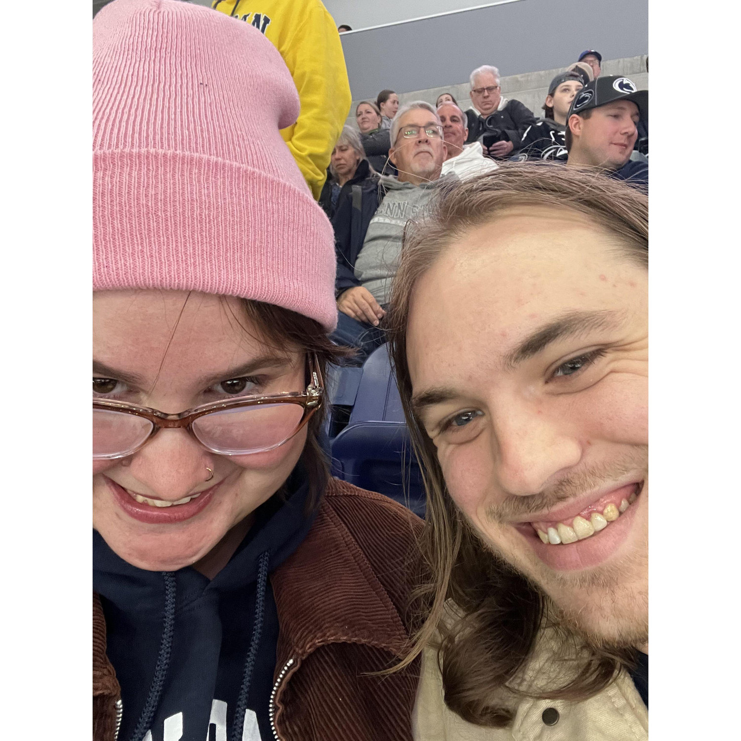 MK's first Hockey Game! (Big fan of penalty box)