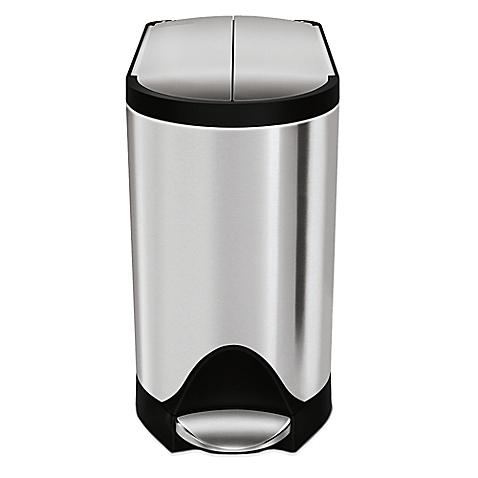 simplehuman® Brushed Stainless Steel Fingerprint-Proof Butterfly 10-Liter Step Trash Can