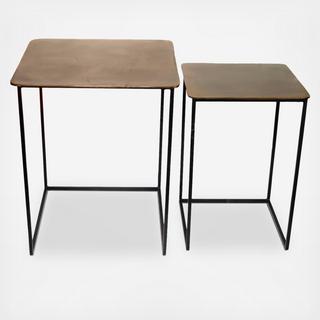 Raw Brass End Table, Set of 2