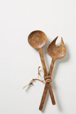 Etched Wood Serving Set