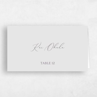 Light Gray, Grey Wedding Place Card - Mirador