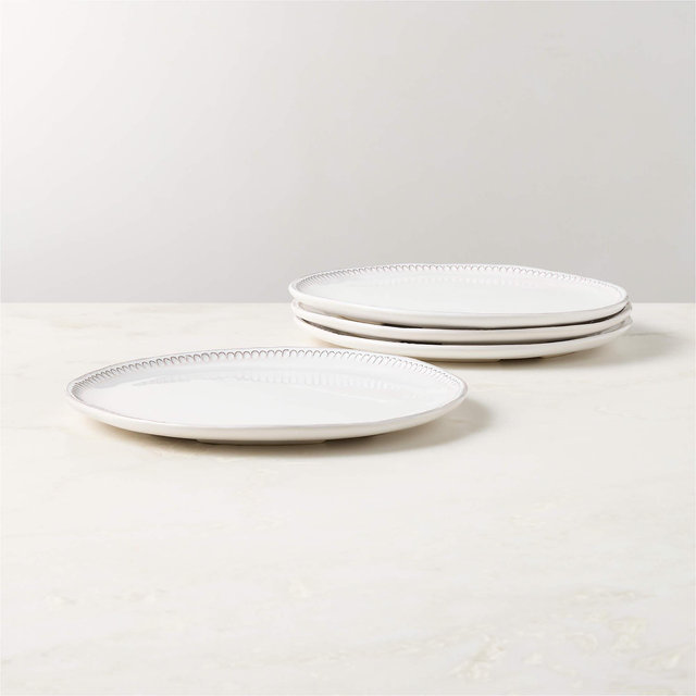 Iliana White Stoneware Dinner Plates Set of 4