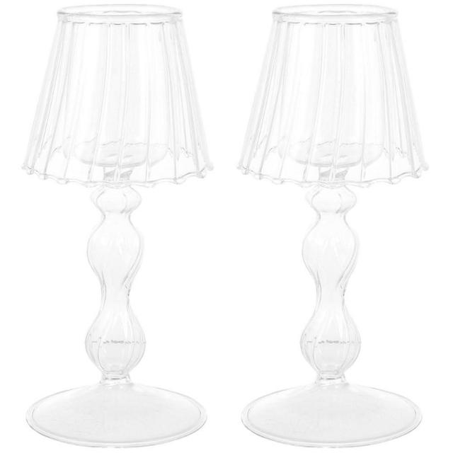 Angoily Candle Holder Set, 2PCS Candle Lamp Crystal Candle Holders, Candlestick Home Decoration Office Desk Decor, Glass Candle Stand, Candle Tea Lights Holder Dining Table