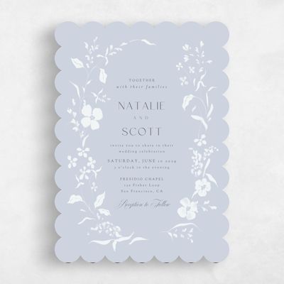 Blue Scalloped Wedding Invitation - Lynette Portrait