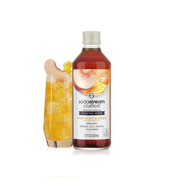 SodaStream Crafted Mixers White Peach Ginger Drink Mix: Liquid Concentrate, Still, Peach Flavor, 330ml