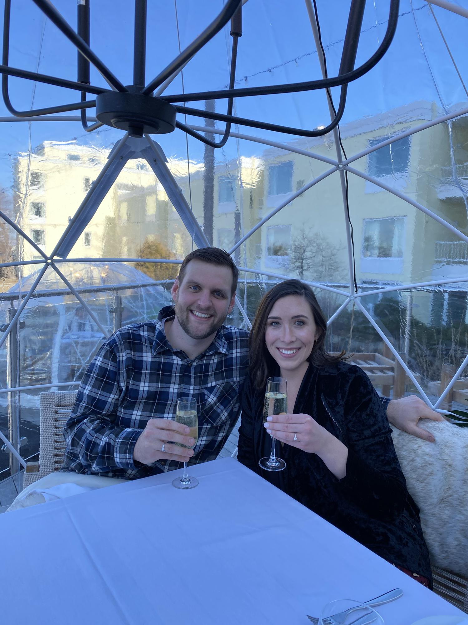 Engagement celebration in an igloo at Gurney’s.