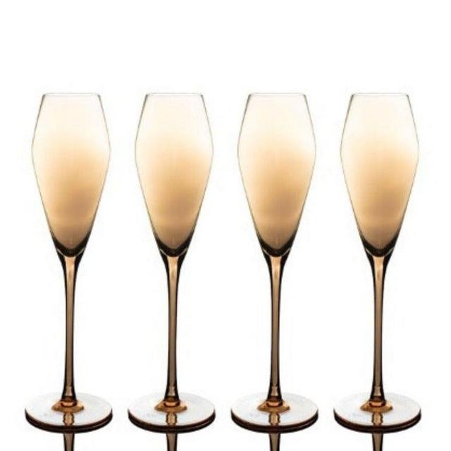 So Home Collective, “The Sunset” Amber Flute (set of 4)