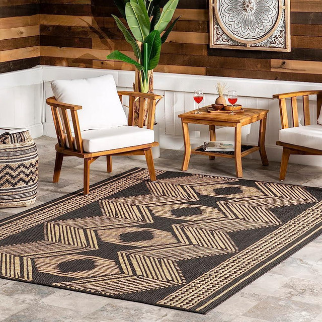 nuLOOM Ranya Tribal Indoor/Outdoor Area Rug, 5' x 8', Dark Grey