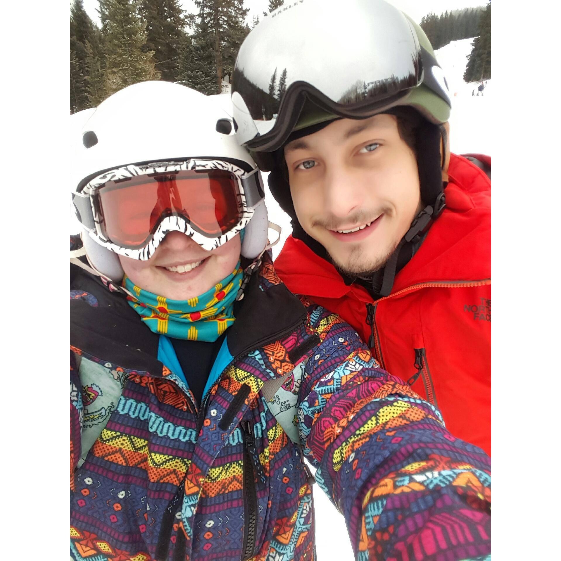 Taking David snowboarding for the first time.
