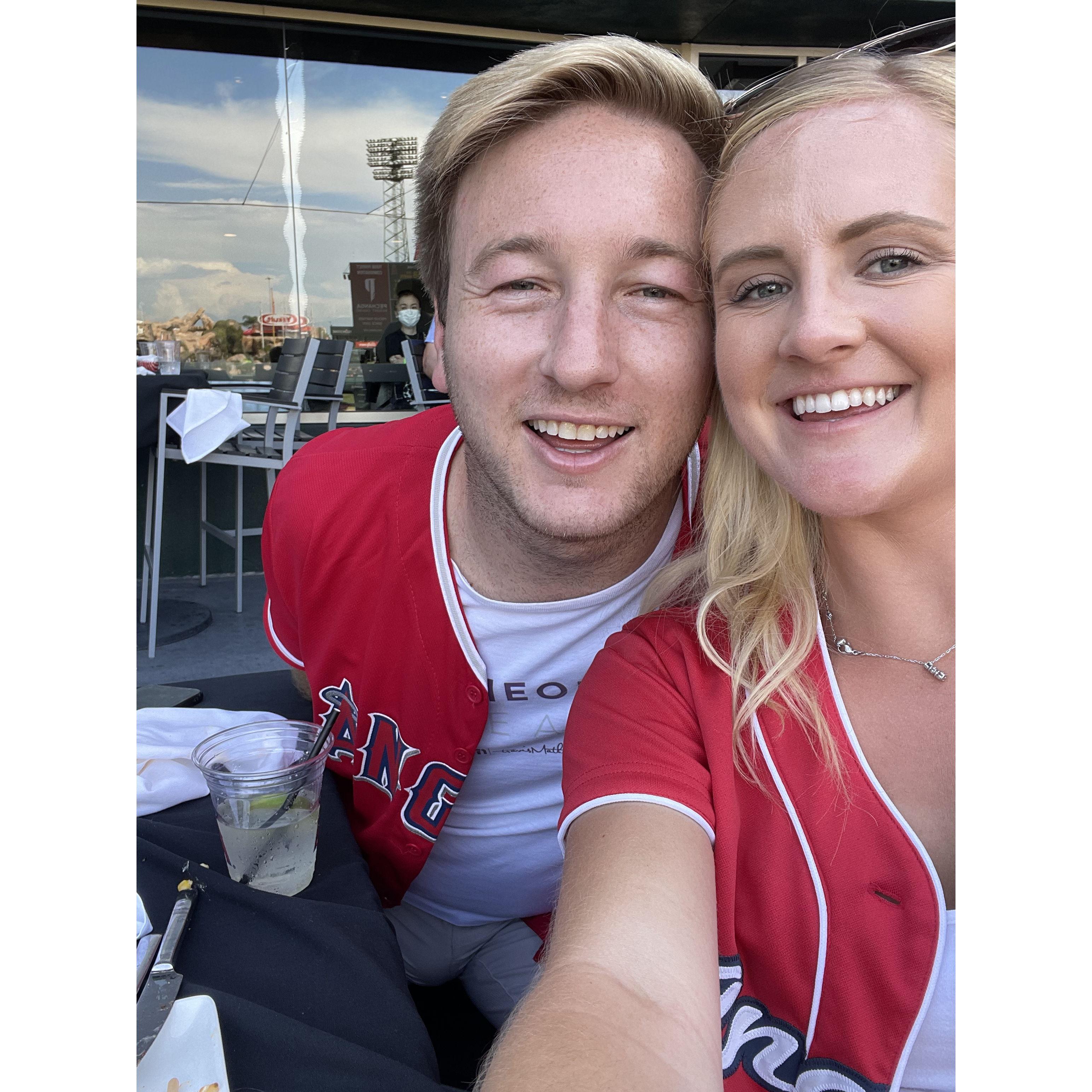 We are both big sports fans! We absolutely love attending sporting events and cheering on our favorite teams at home and abroad! Go Ducks! Go Dodgers! Go Chargers!