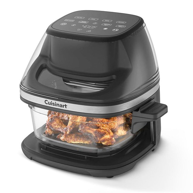 Cuisinart ClearView 4-Quart Air Fryer with Glass Basket and PFAS-Free Ceramic Nonstick Crisper Plate, 5 Cooking Functions, 2 Custom Presets, Adjustable Temperature up to 450°F, 3-Year Warranty, AFC-4
