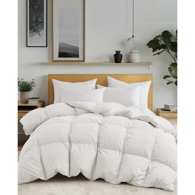 Unikome Heavyweight White Goose Feather and Down Comforter, Full/Queen