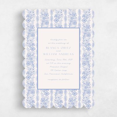 Blue Scalloped Wedding Invitation - Ariadne Classic