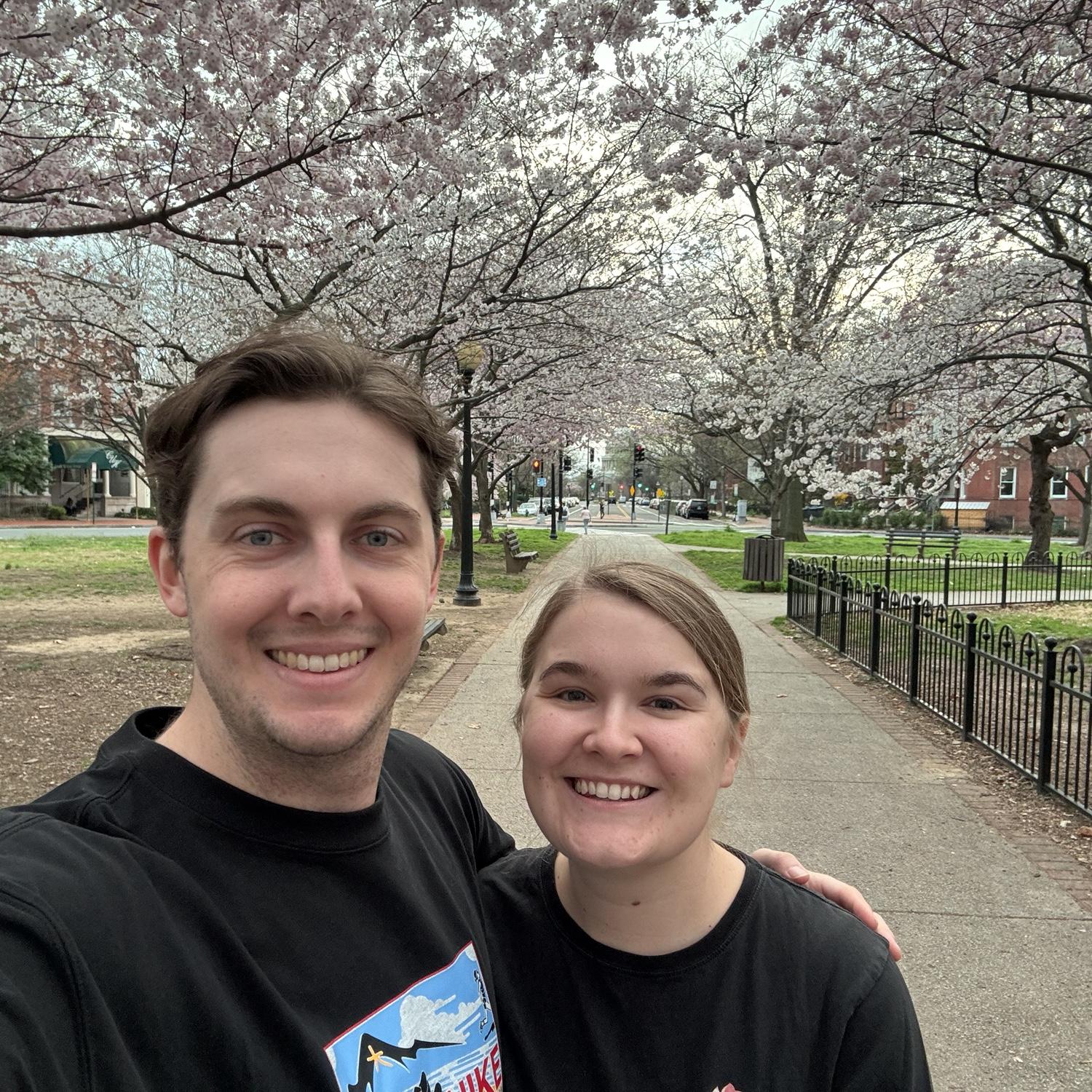 Our first cherry blossom season together in DC (April 2024).