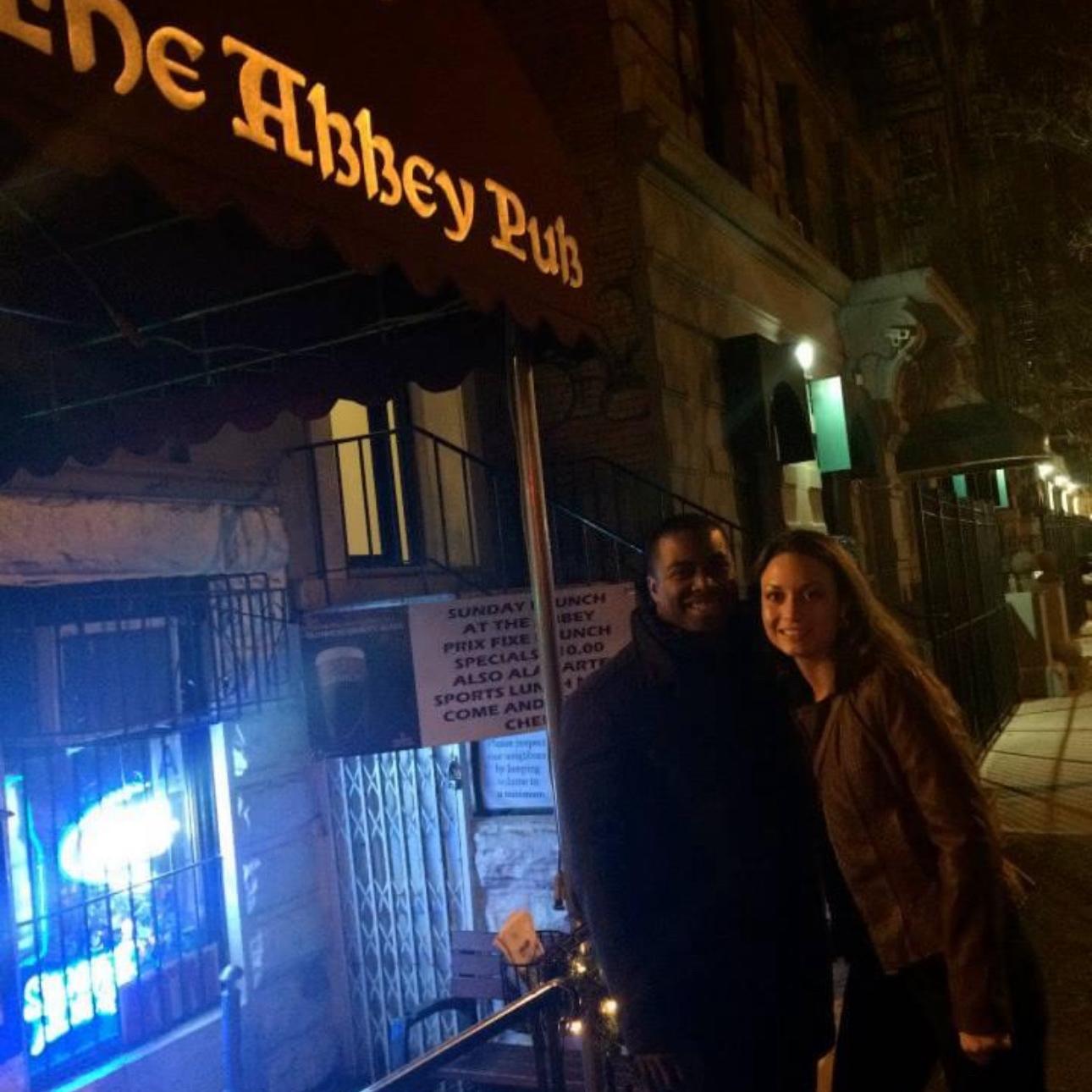 Outside a local pub near Jessica’s NYC apartment