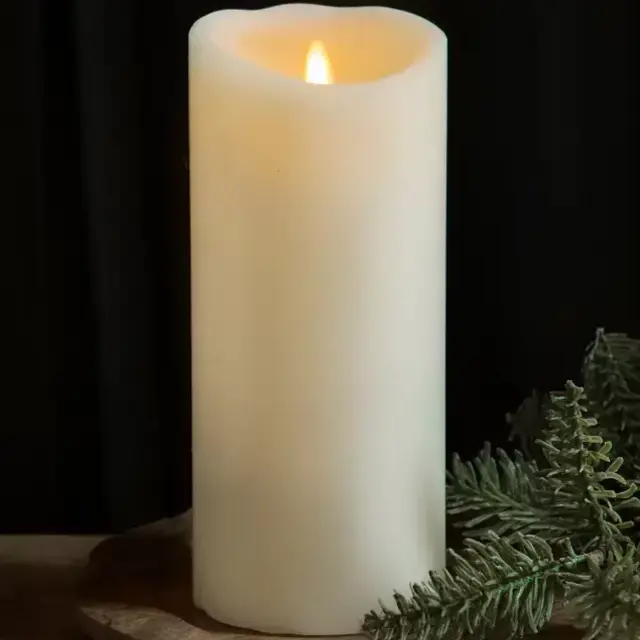 Miracle Flame LED Wax Pillar Candle, 9inch