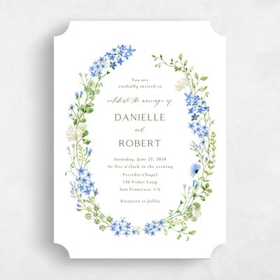 Blue Ticket Wedding Invitation - Rydal Classic