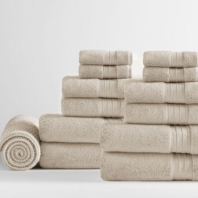 Taupe Hydrocotton Organic Bath/Hand/Washcloth/Bath Mat, Set of 13