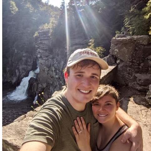 This photo was taken right after Sam proposed at Linville Falls.
