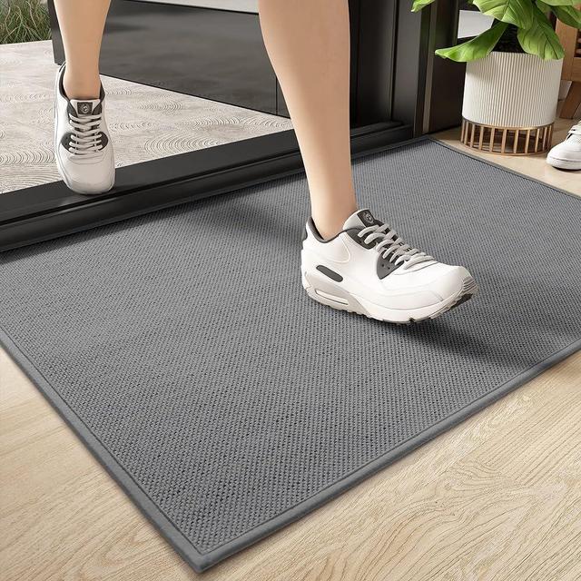 Color&Geometry Door Mat 17"x29", Indoor/Outdoor Mat, Front Door Mat Indoor Rugs for Entryway, Non Slip Washable Low-Profile Inside Door Mat, Entry Mat Entry Rug Door Mat Indoor Entrance, Light Grey