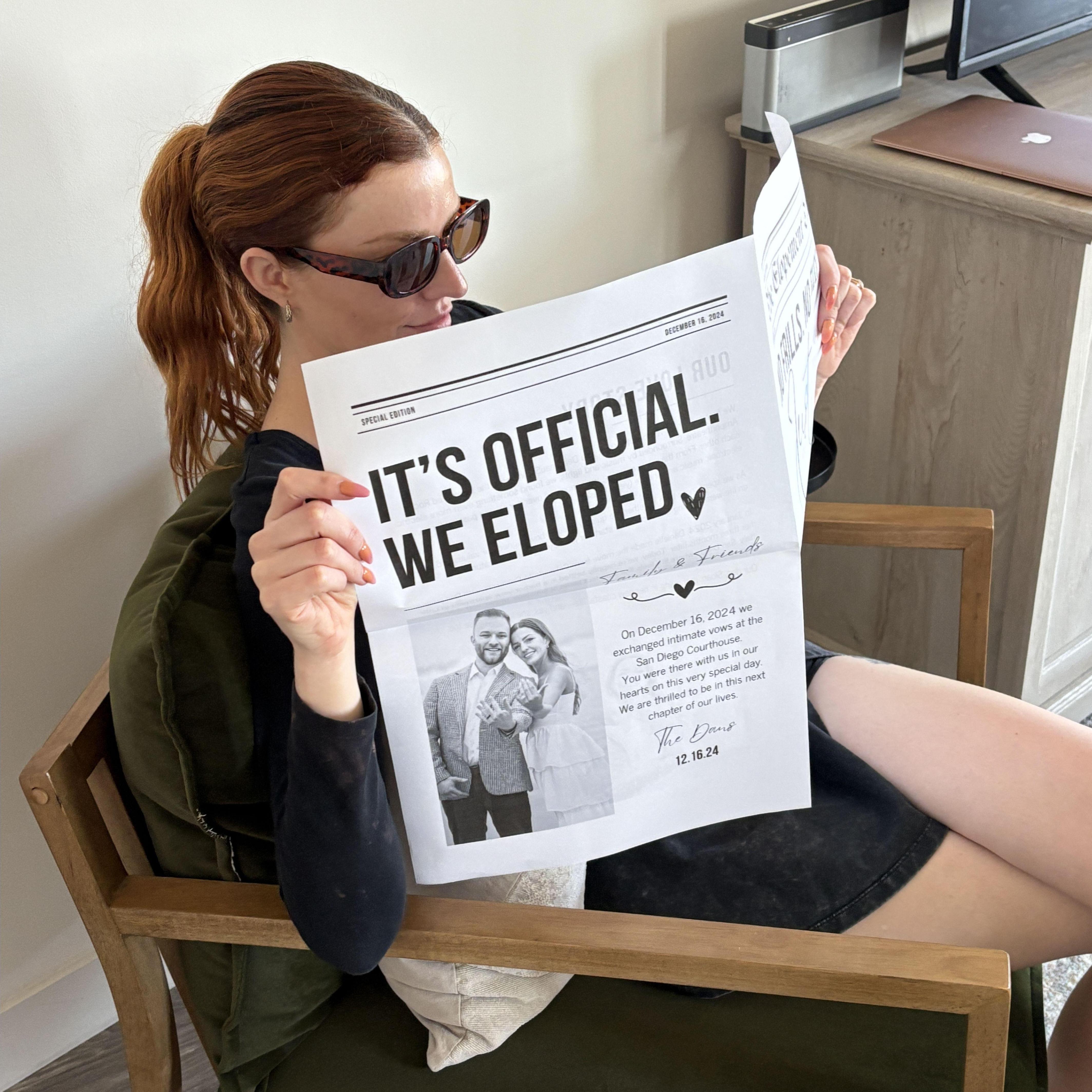 Danielle reading the elopement times.