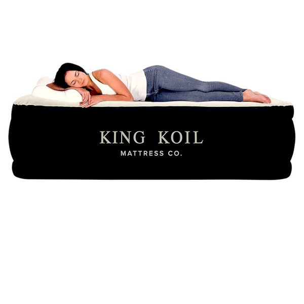 King Koil Luxury Queen Size Air Mattress with Built-in High-Speed Pump, 20" Adjustable Double High Premium Pillow Top Inflatable Airbed for Guests, Camping & Home (Manufacturer Warranty)
